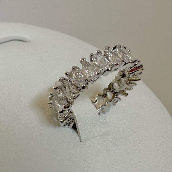 4.0 Carat Pear Shape Diamond Eternity Band Shared Prong  Pear Shaped Eternity Diamond Band